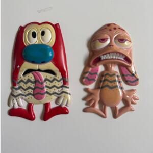 Ren and Stimpy Roadkill Flattened Vintage 1992 Vinyl Figures Collectible Cartoon
